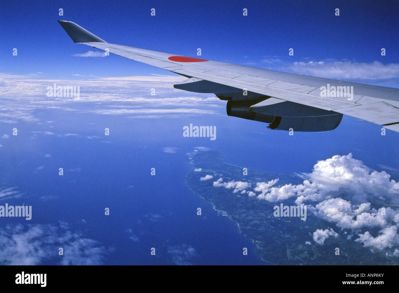 Una vista dalla finestra di aeromobili su isola di Sado Giappone Foto Stock