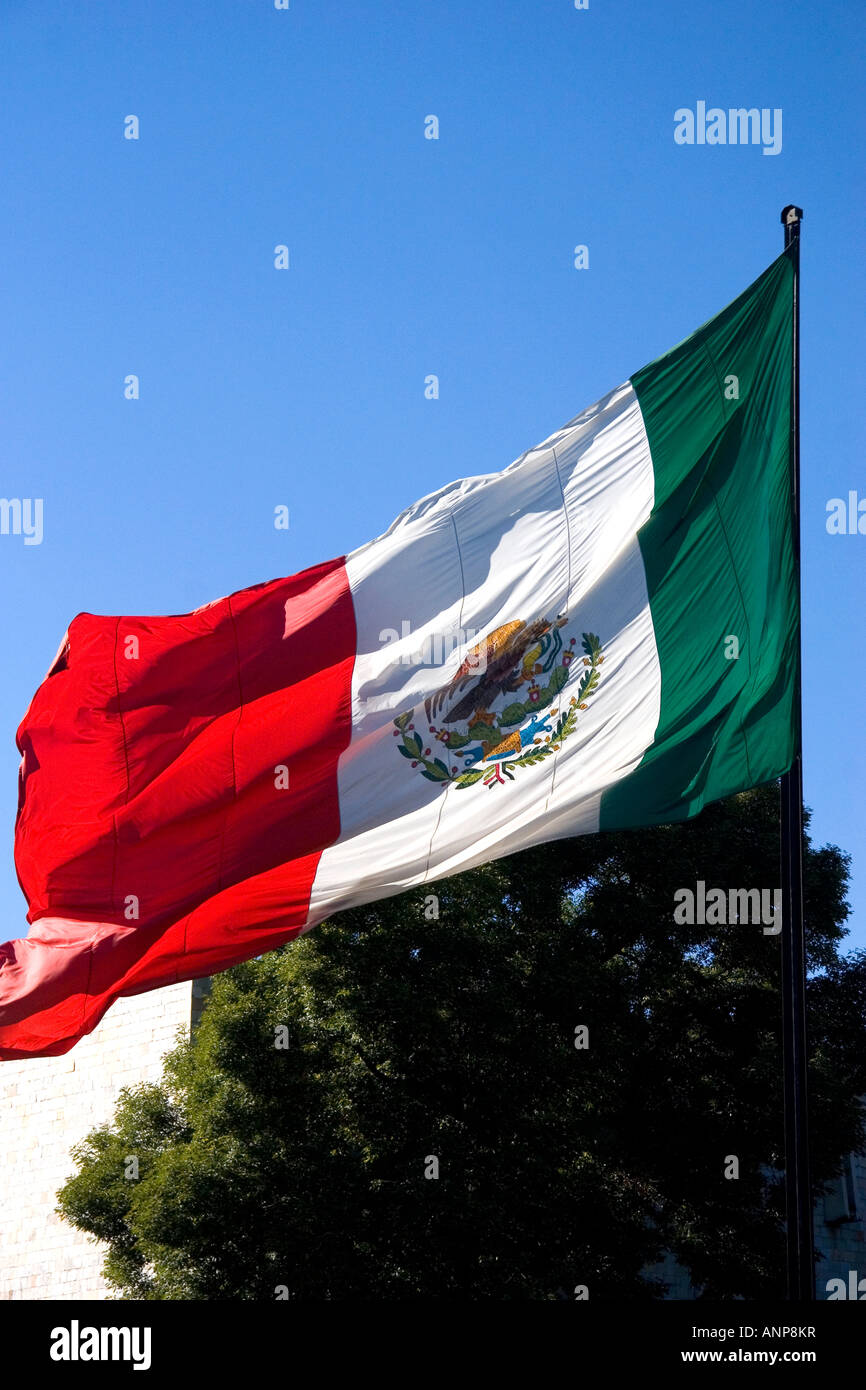 La bandiera nazionale del Messico a Città del Messico MESSICO Foto Stock