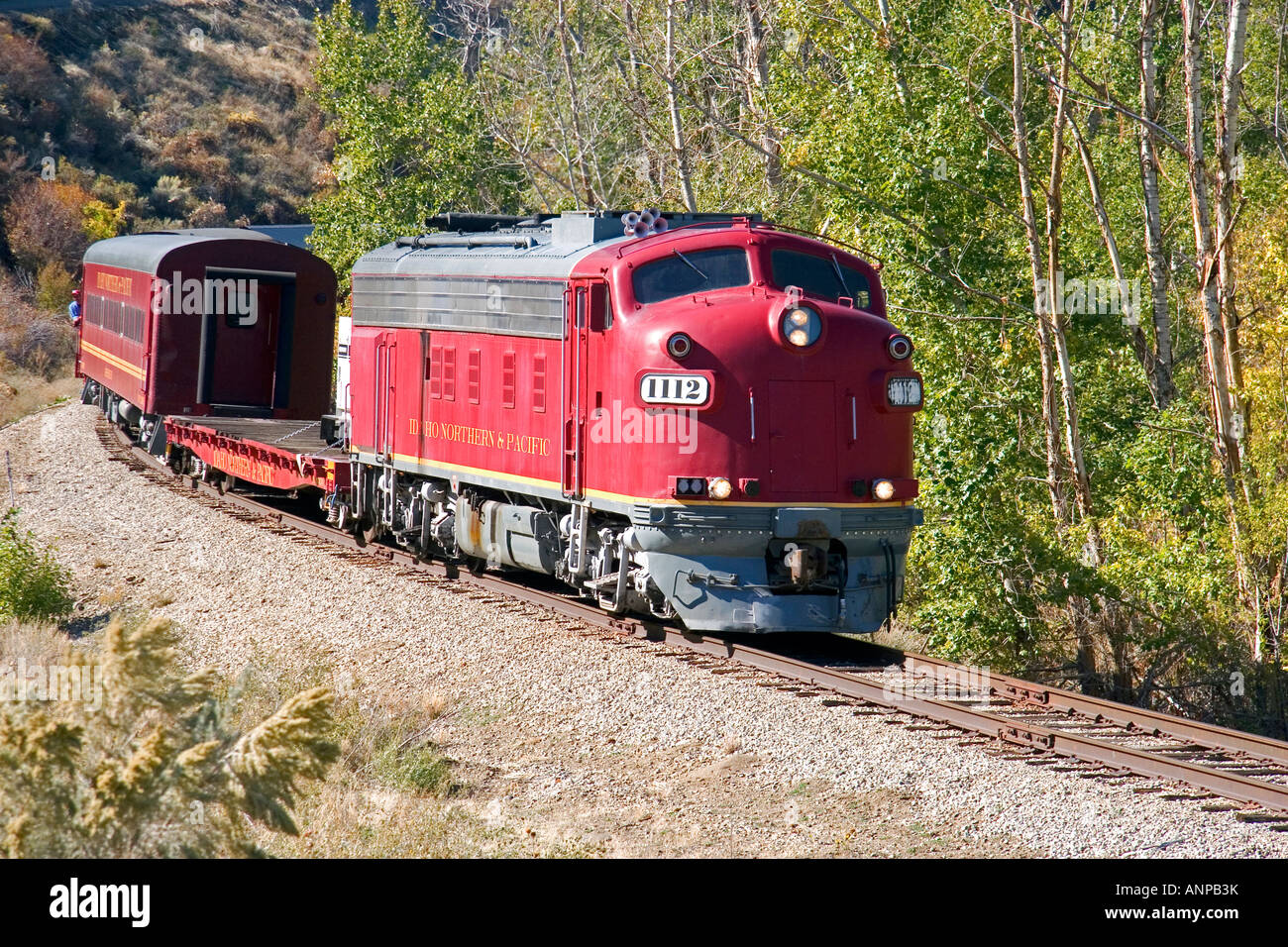 Scenic Idaho treno sul Thunder Mountain Liner Foto Stock