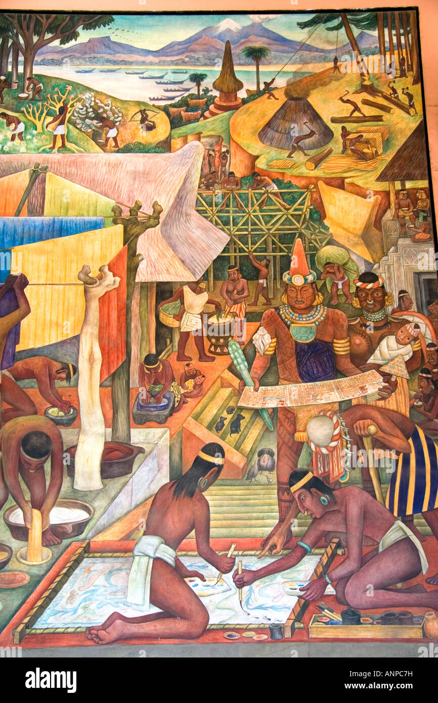 Un murale dipinto da Diego Rivera presso il Palazzo Nazionale a Città del Messico MESSICO Foto Stock