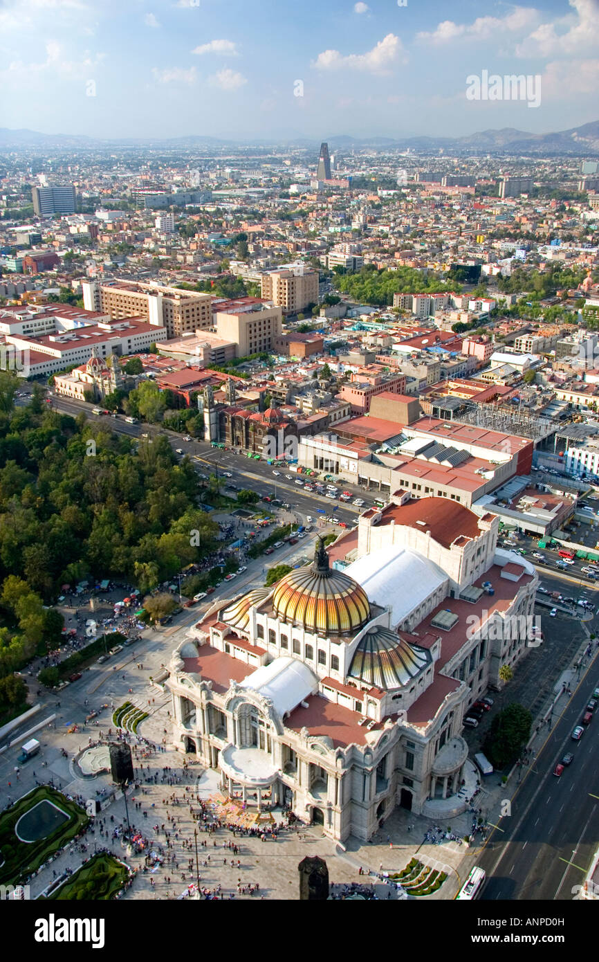 Vista aerea del Palazzo delle Belle Arti di Città del Messico MESSICO Foto Stock
