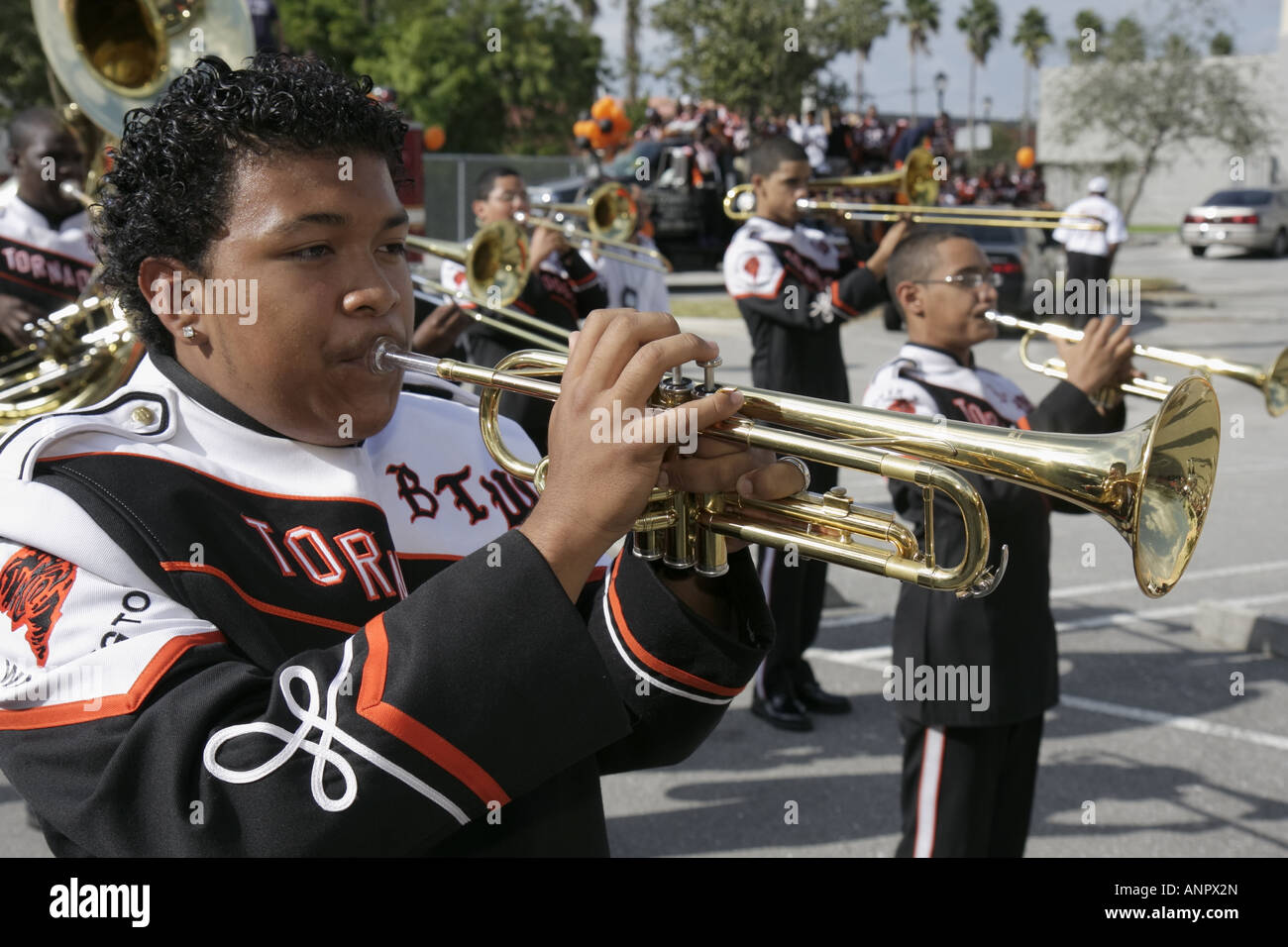 Miami Florida,Overtown,Booker T. Washington High School,campus,public Education,campus,state football Champions Black male,teen teen teenager teenage Foto Stock