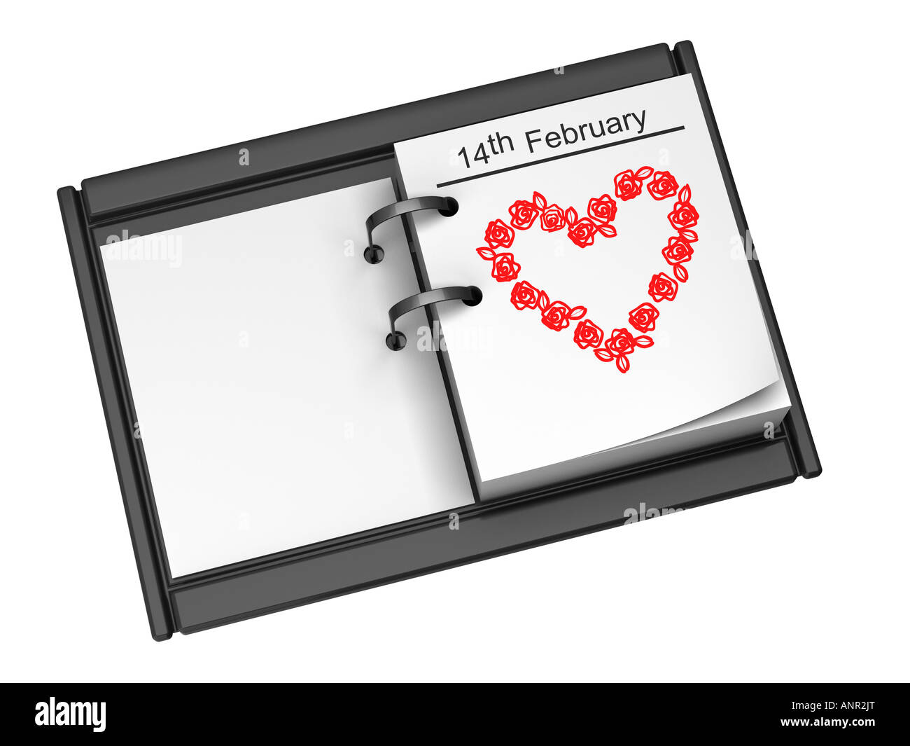 Xiv febbraio valentines day agenda da tavolo data di calendario Foto Stock