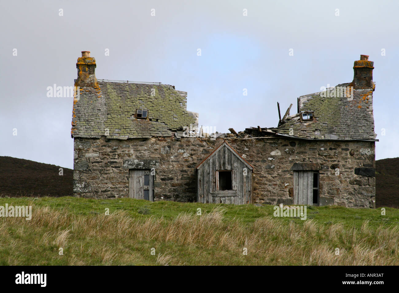 Cottage abbandonati nelle Highlands scozzesi Foto Stock