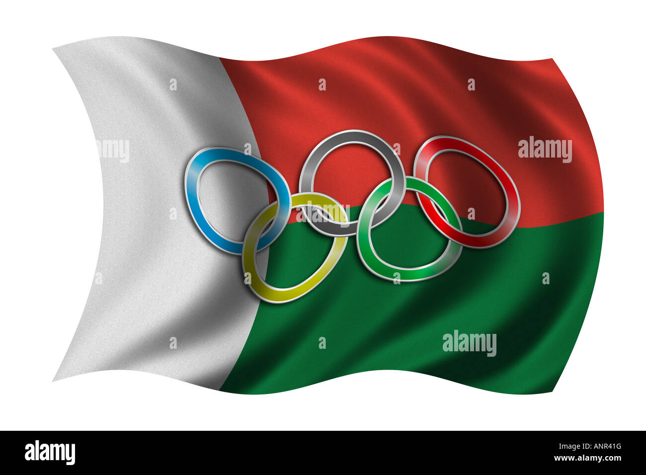 Bandiera del Madagascar con simbolo olimpico Foto Stock