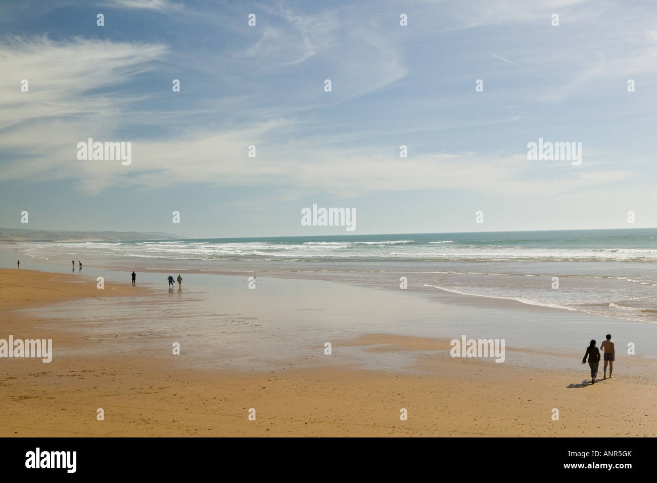 Il Marocco, Costa Atlantica, Essaouira area (Sidi Kaouki): spiaggia Foto Stock