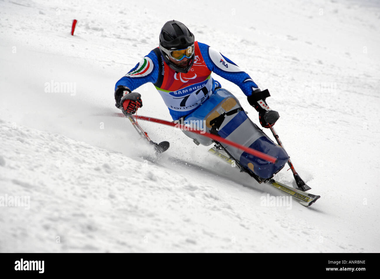 Vindicio Vescovi dell Italia nella mens Sci Alpino Slalom seduta la concorrenza Foto Stock