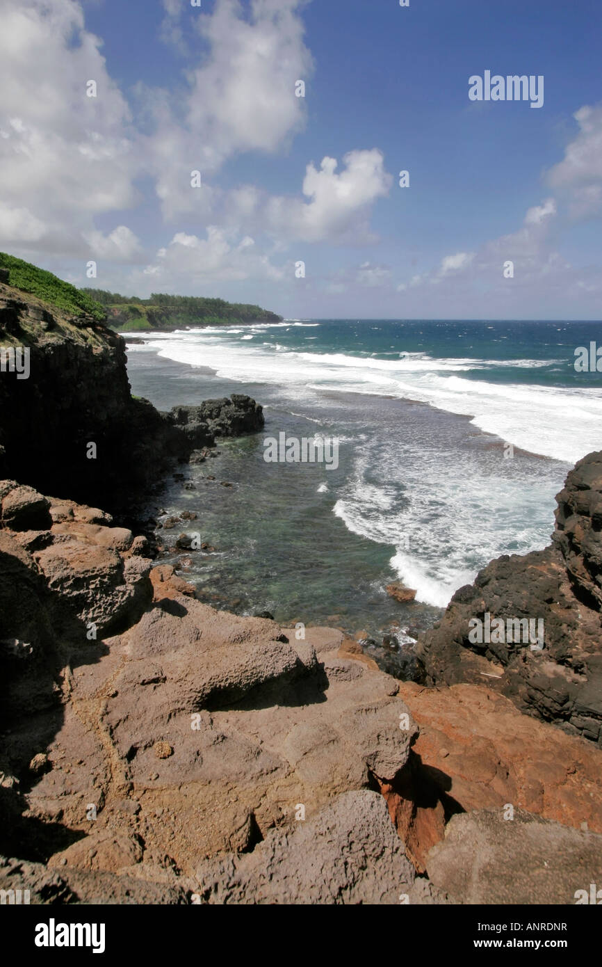 Acque oscillanti di Gris Gris cliffs, Mauritius Foto Stock