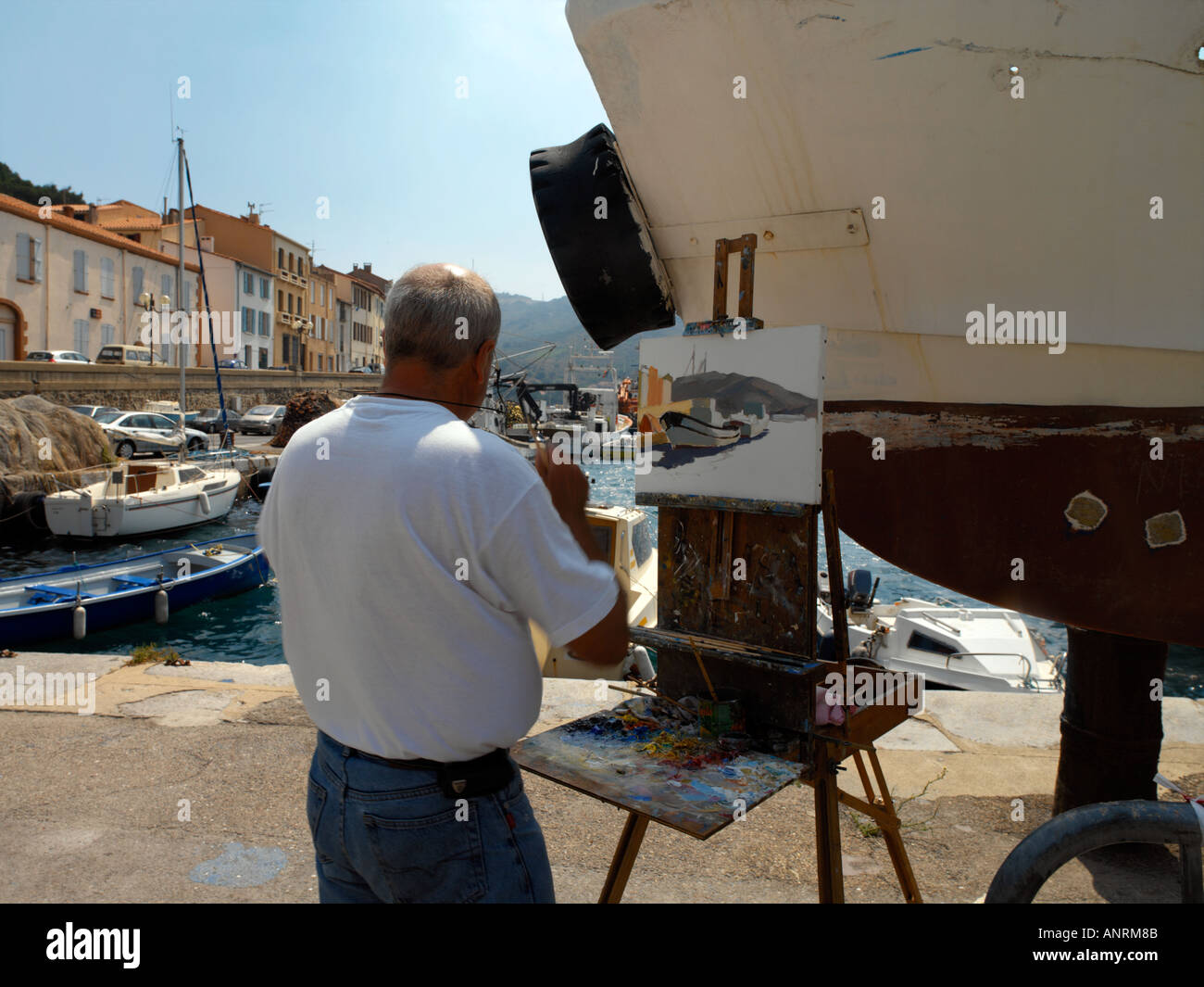Port Vendres Pirenei Orientali Francia Languedoc artista pittura Foto Stock