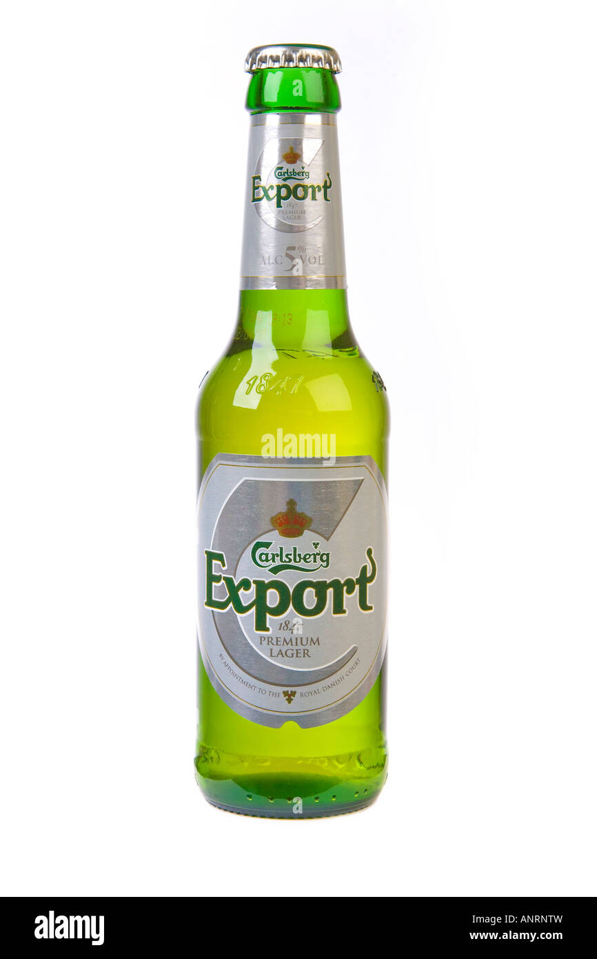 Bottiglia di Carlsberg Export 1847 premium lager Foto Stock