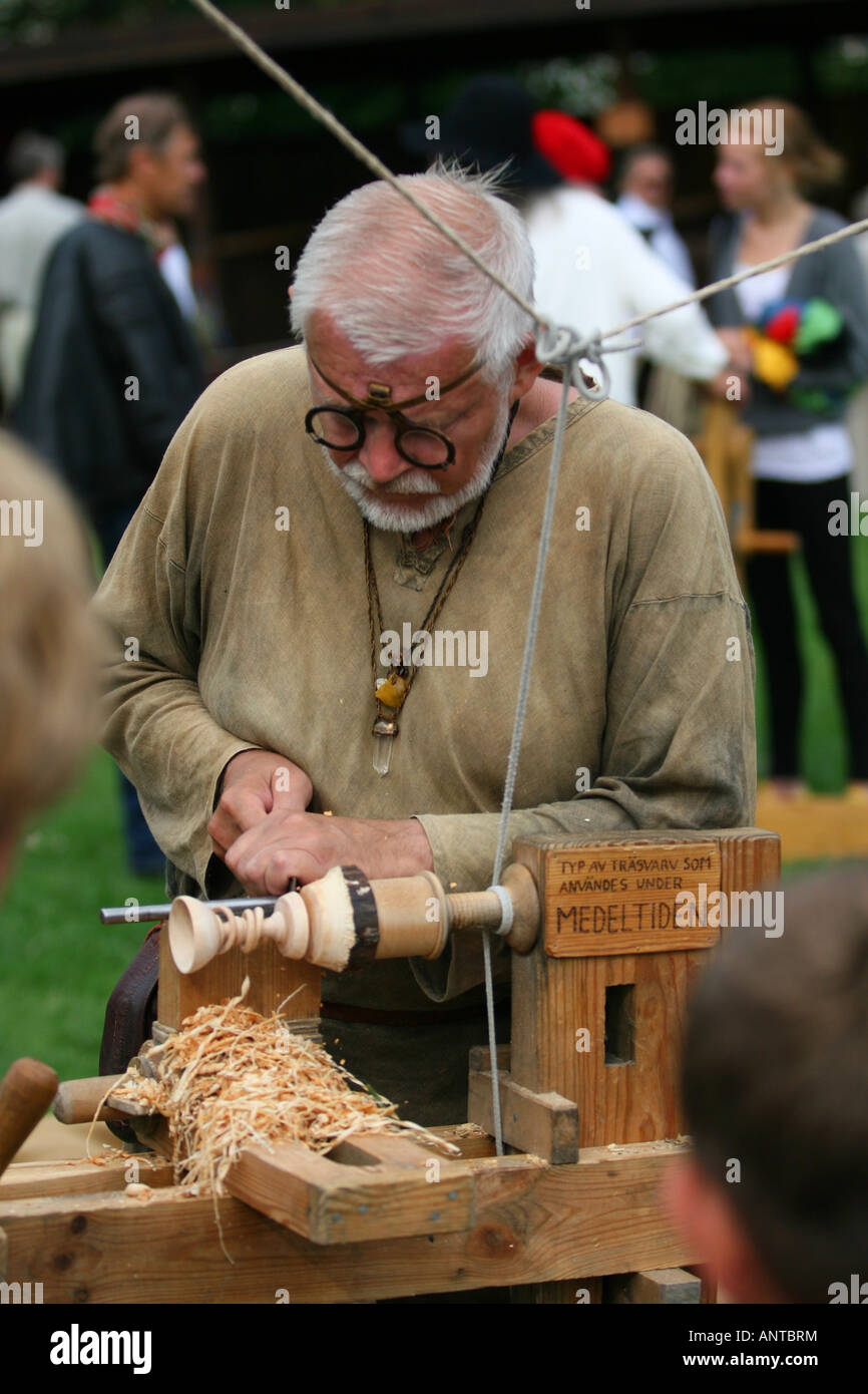 Tornio operatore su un marketplace Foto Stock