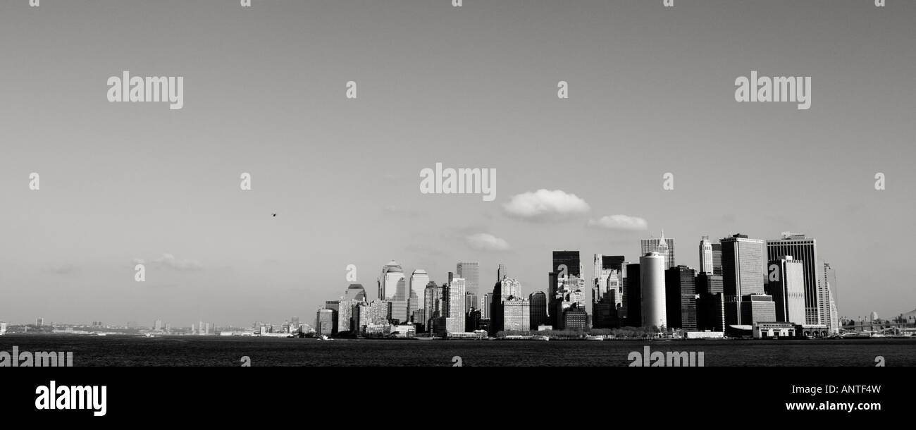 Skyline di Manhattan da Statten Island Ferry Foto Stock