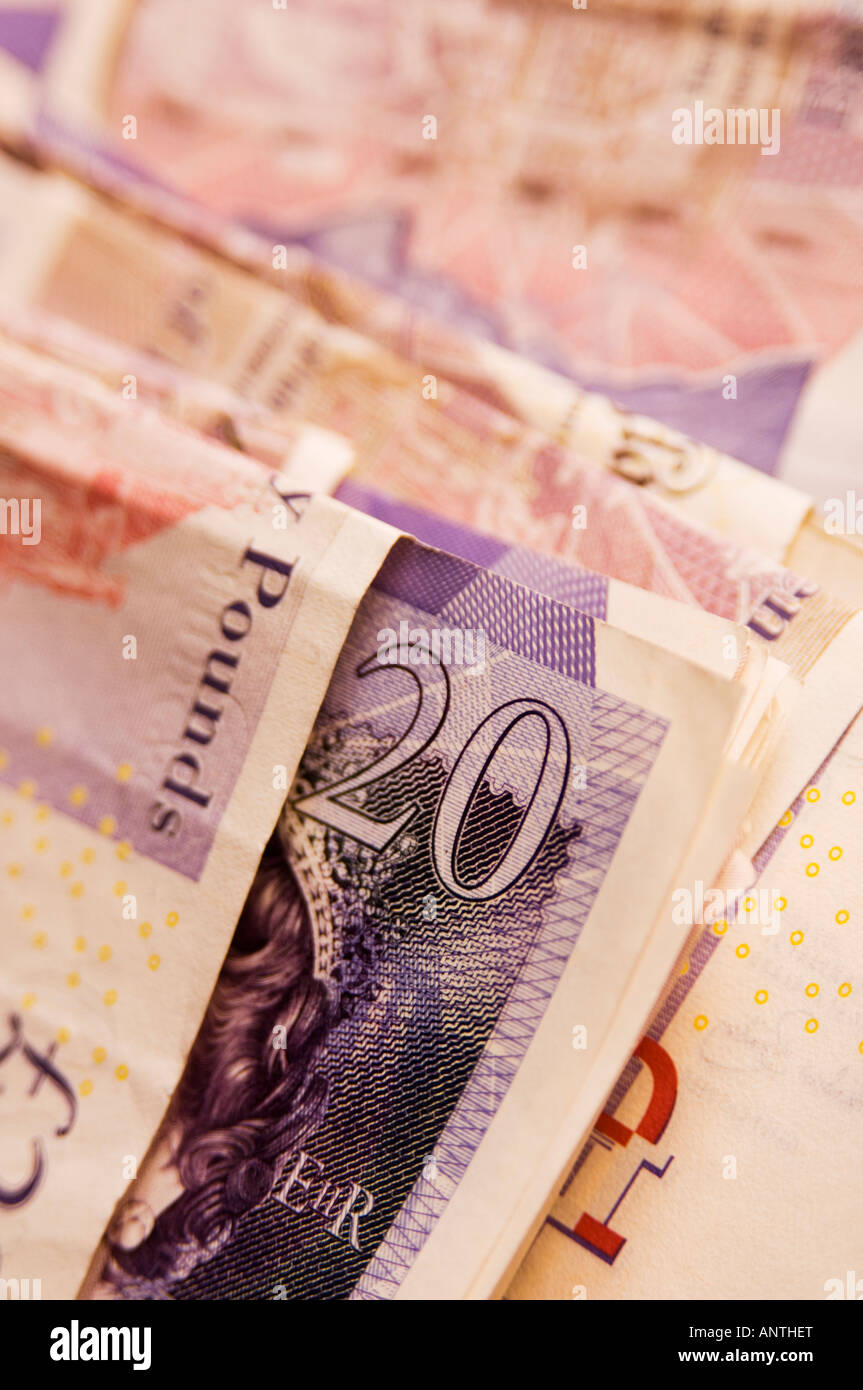 Regno Unito British sterling Valuta £ 20 venti pound note contanti Foto Stock
