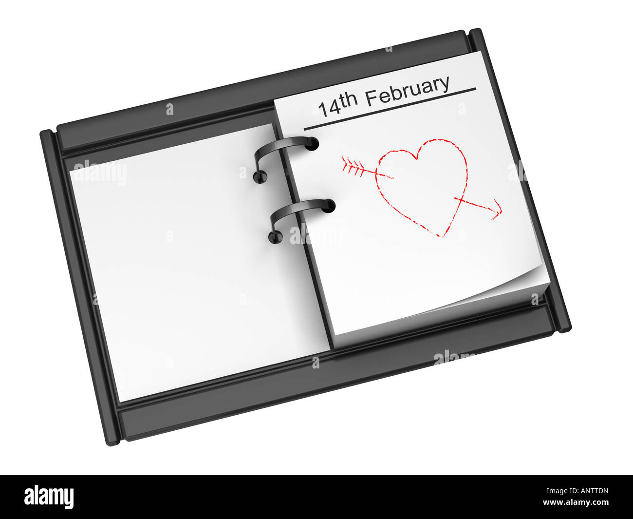 Xiv febbraio valentines day agenda da tavolo data di calendario Foto Stock