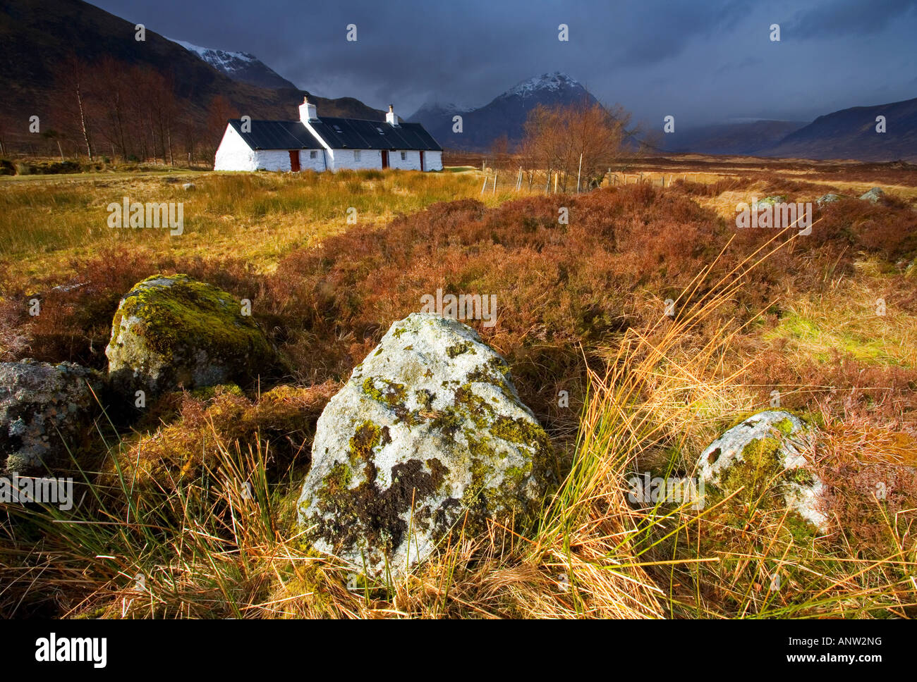Blackrock Cottage, Glencoe, Lochaber, Scotland, Regno Unito. Foto Stock