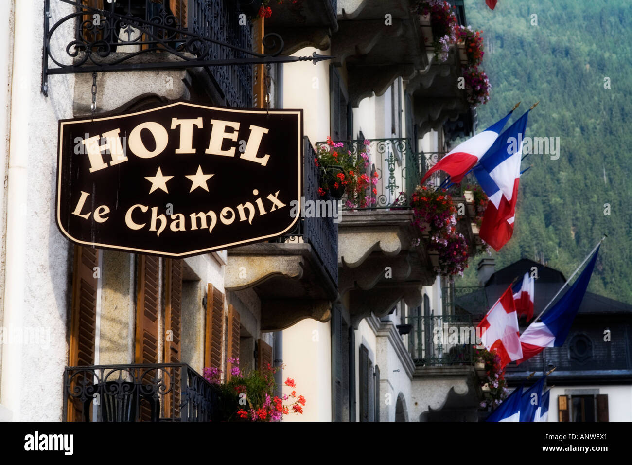 Piccolo albergo a due stelle a Chamonix, Francia Foto Stock