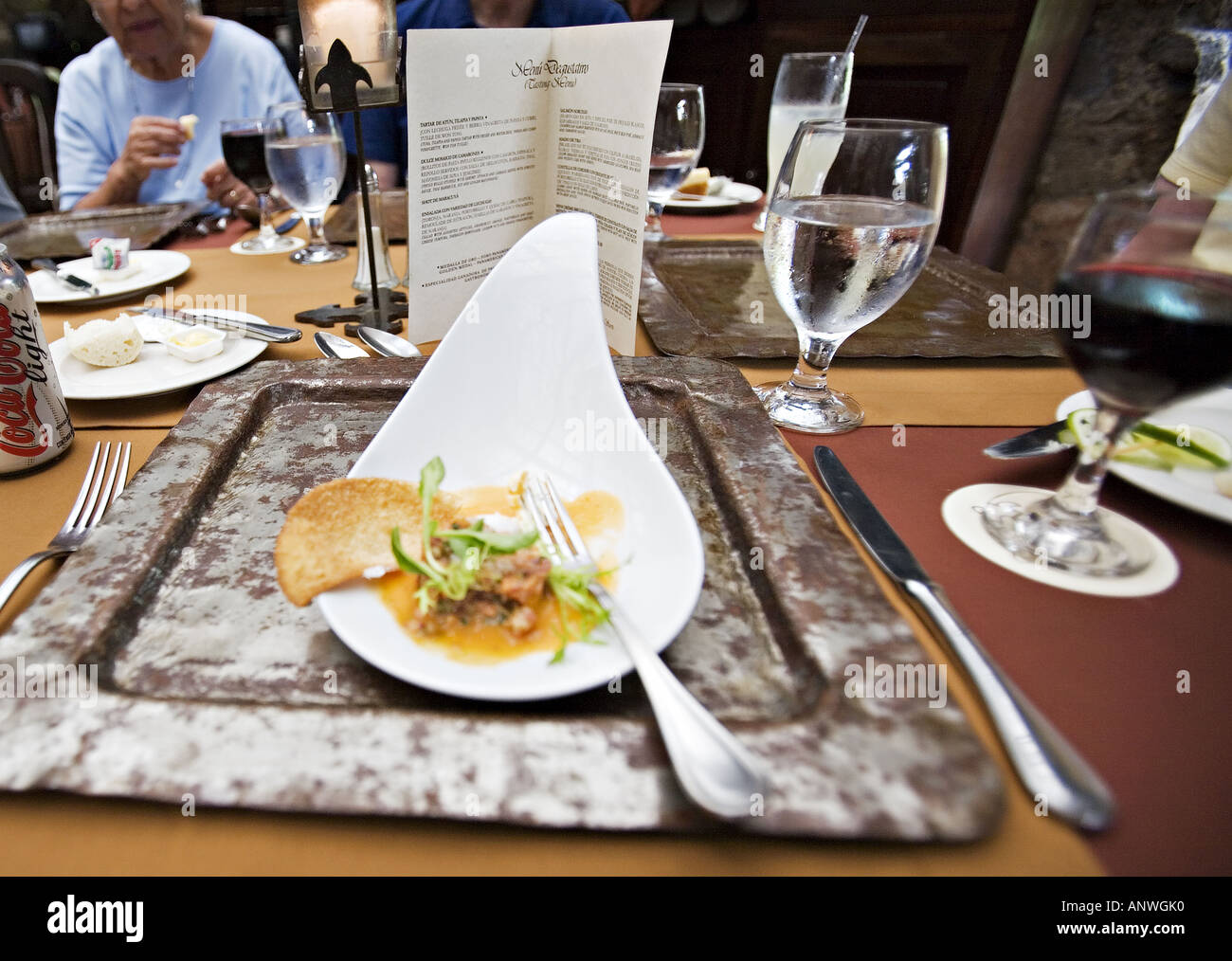 GUATEMALA ANTIGUA menu di degustazione presso la Casa Santo Domingo ristorante Foto Stock