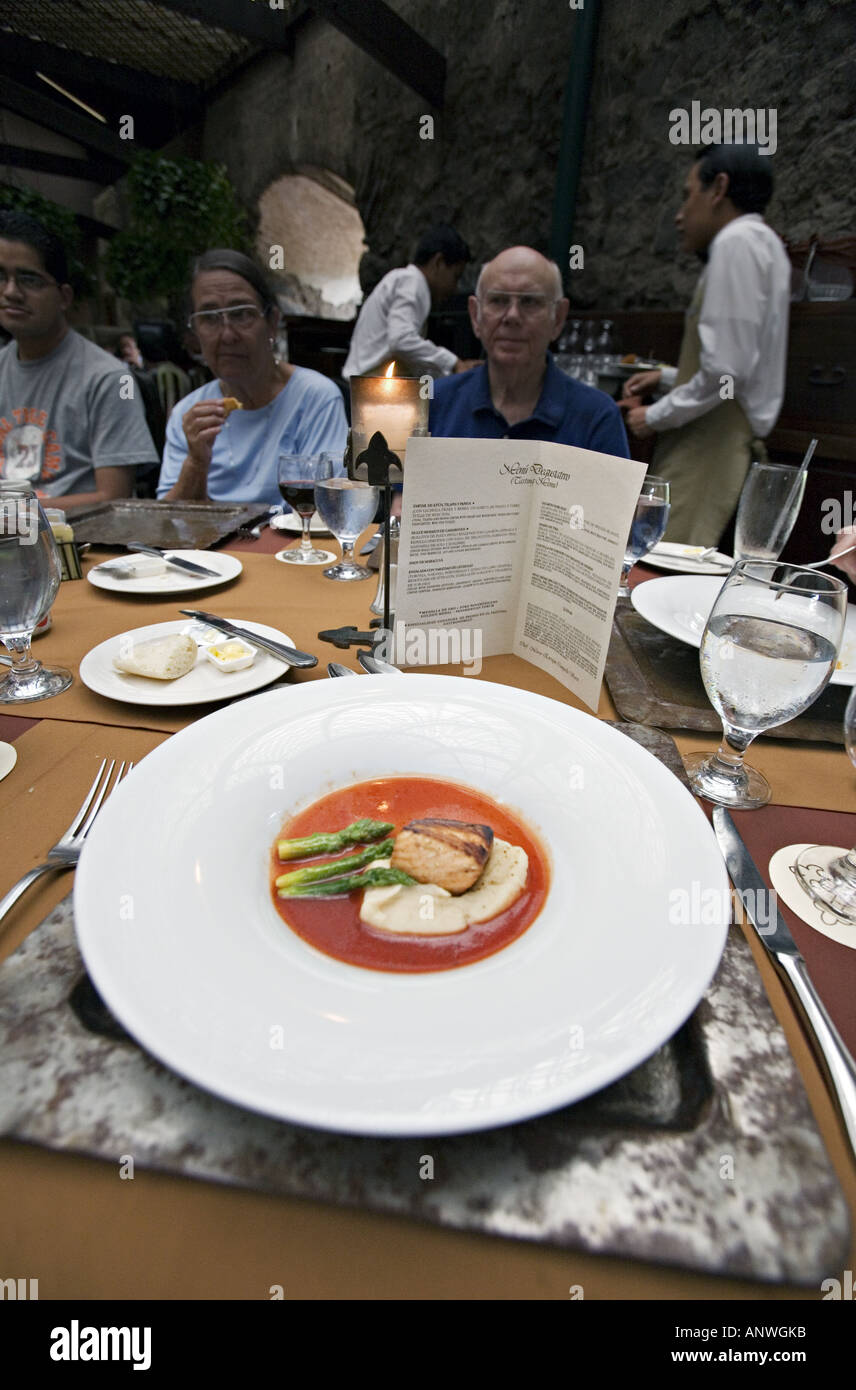 GUATEMALA ANTIGUA menu di degustazione presso la Casa Santo Domingo ristorante Foto Stock