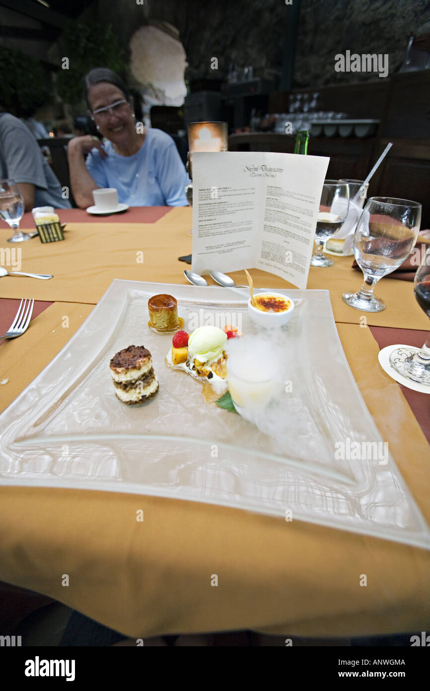 GUATEMALA ANTIGUA menu di degustazione presso la Casa Santo Domingo ristorante Foto Stock