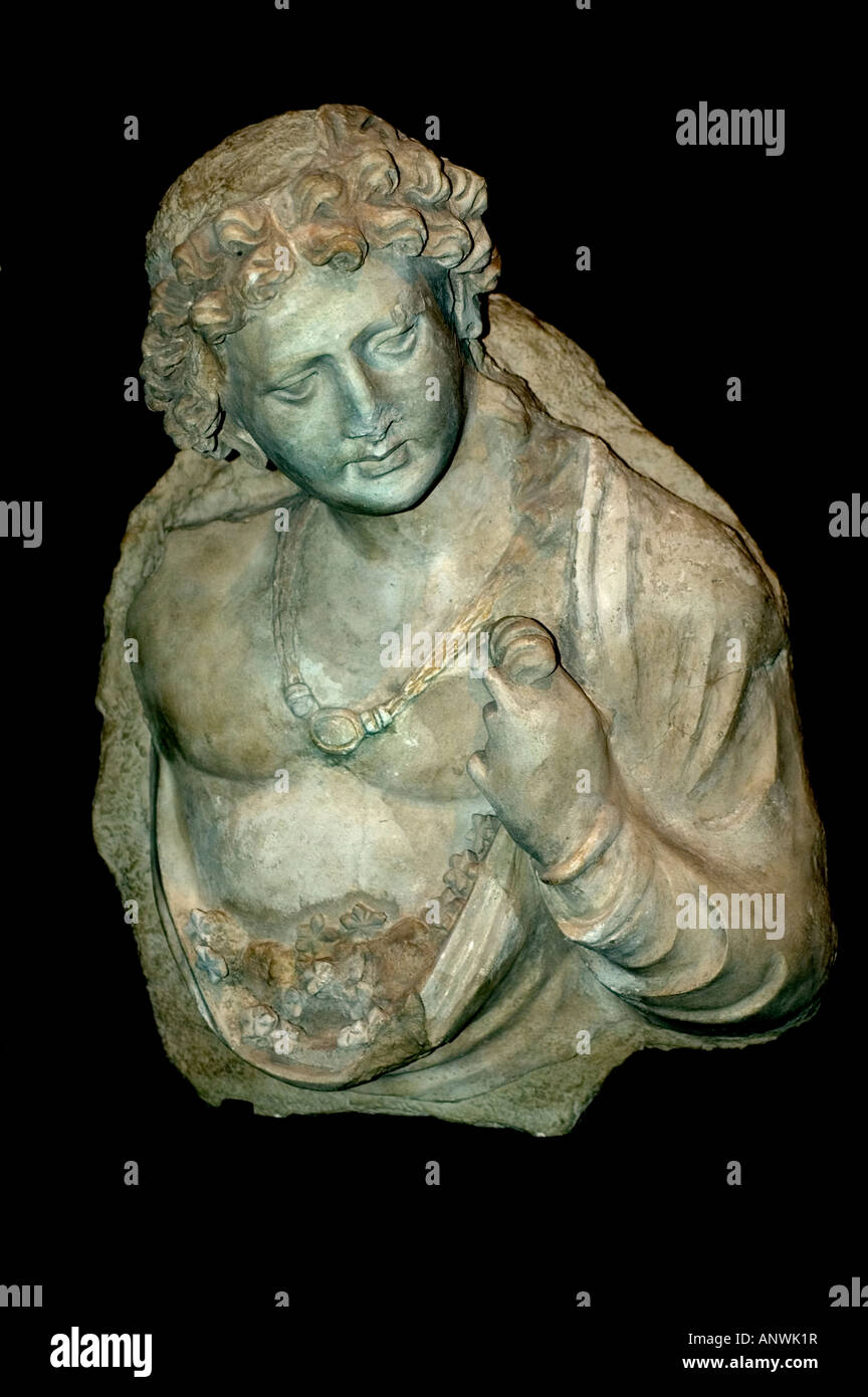 Busto Hadda Afghanistan Gandara style iii iv secolo D.C. e la faccia dell'uomo sono chiaramente il Greco Foto Stock