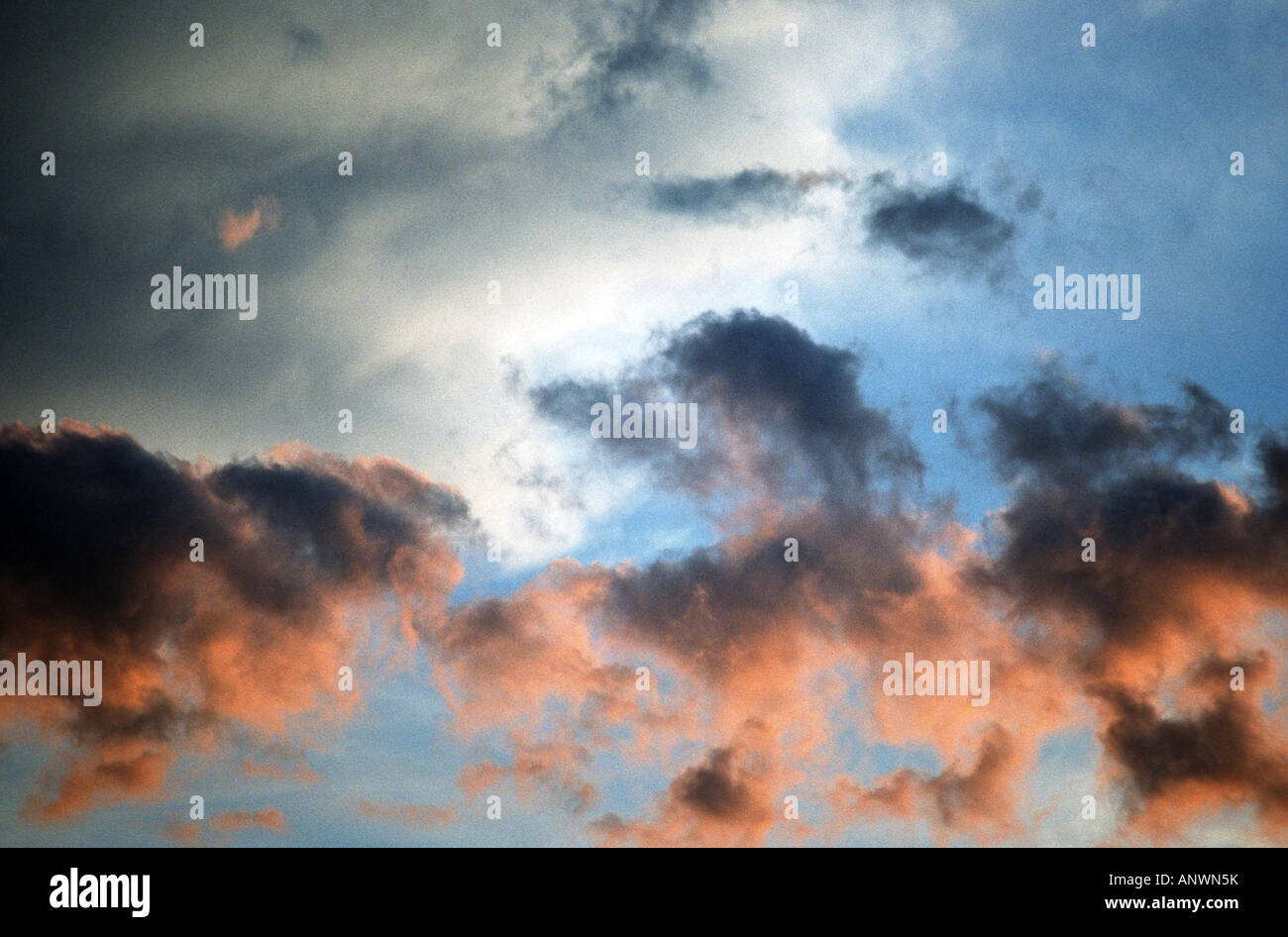 Cumulus nuvole al tramonto, Germania Foto Stock