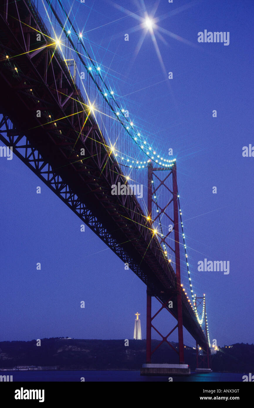 Xxv Aprile e Ponte Cristo-Rei, Portogallo, Lisbona Foto Stock