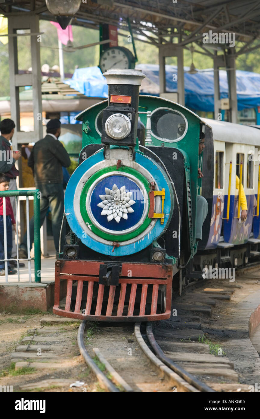 L'INDIA, a Sud Ovest di Delhi: indiano del trasporto ferroviario Museo Ferroviario indiano Stock & locomotive, il treno per bambini Foto Stock