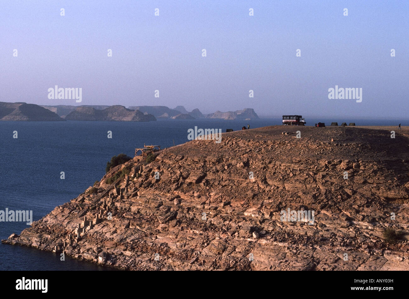 Dal Camping Lago Nasser nel tardo pomeriggio di sole Egitto Foto Stock