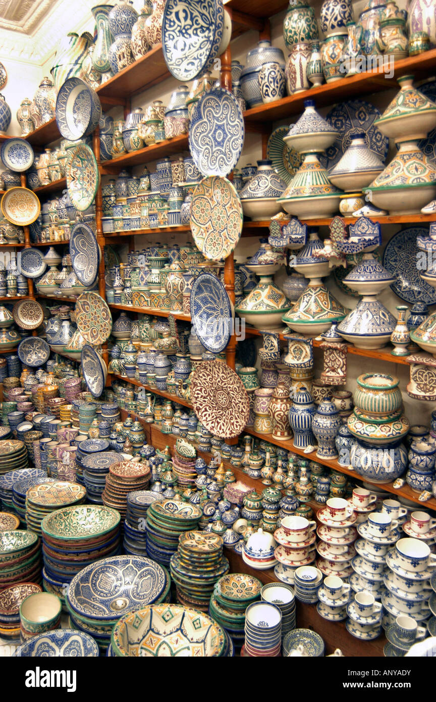 Marocchino negozio di ceramiche Foto Stock
