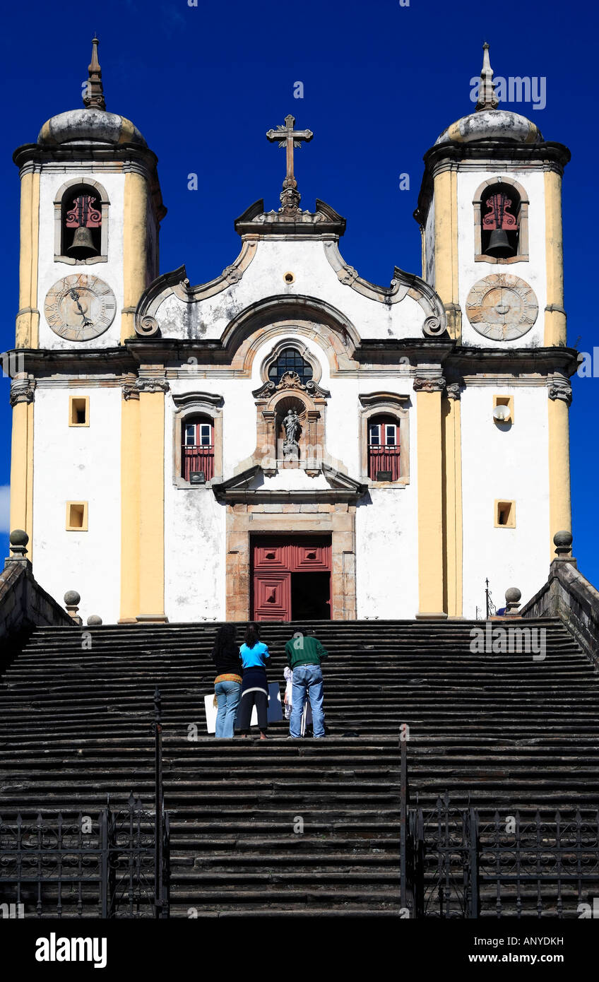 Vista della Igreja de Santa Efigenia dos Pretos del patrimonio mondiale Unesco città di Ouro Preto Minas Gerais brasile Foto Stock
