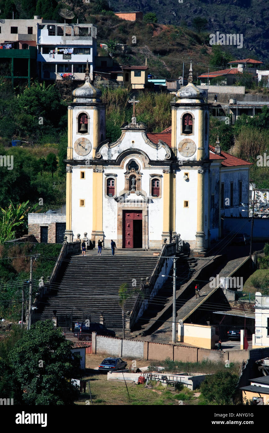 Vista della Igreja de Santa Efigenia dos Pretos del patrimonio mondiale Unesco città di Ouro Preto Minas Gerais brasile Foto Stock
