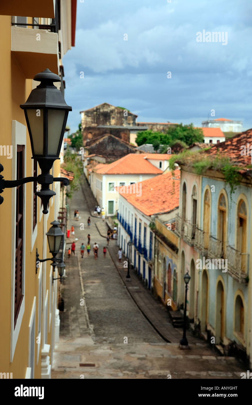 Via del centro storico della città di Sao Luis di maranhao in Brasile Foto Stock