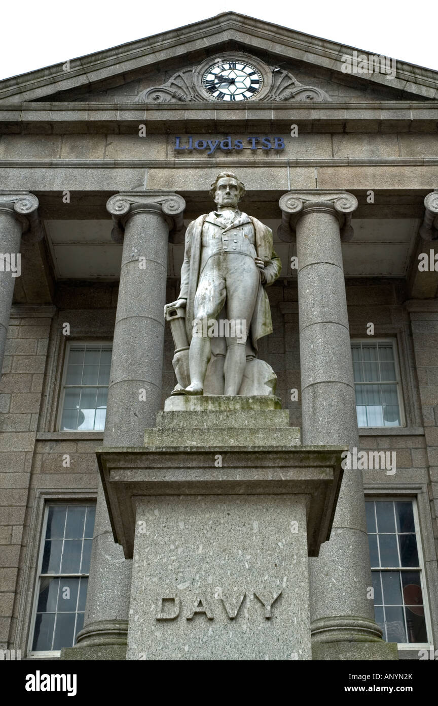 Humphry Davy statua,penzance,cornwall Foto Stock