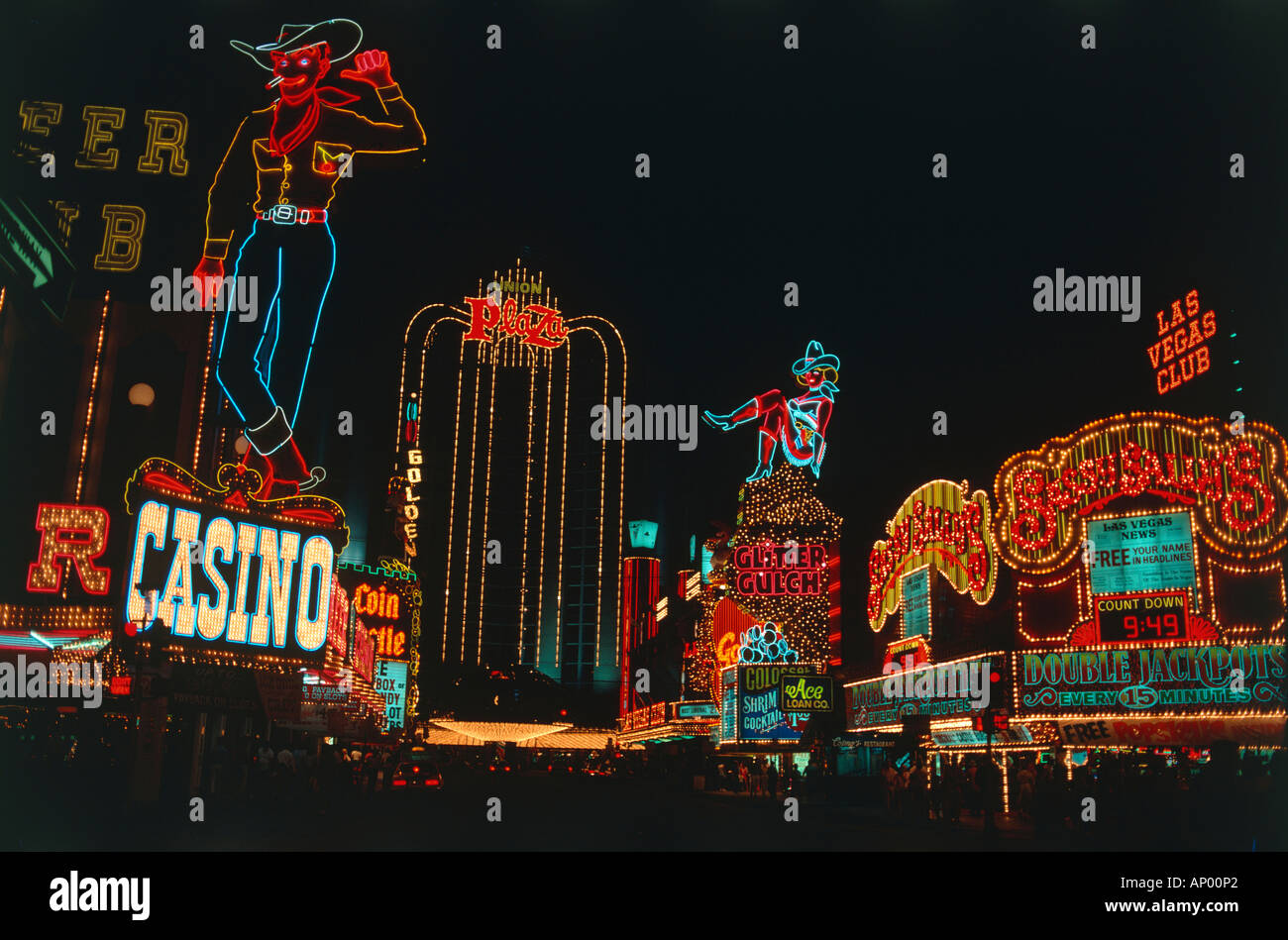 Alberghi e casinò di notte città di las vegas Stato di Nevada usa solo uso editoriale Foto Stock