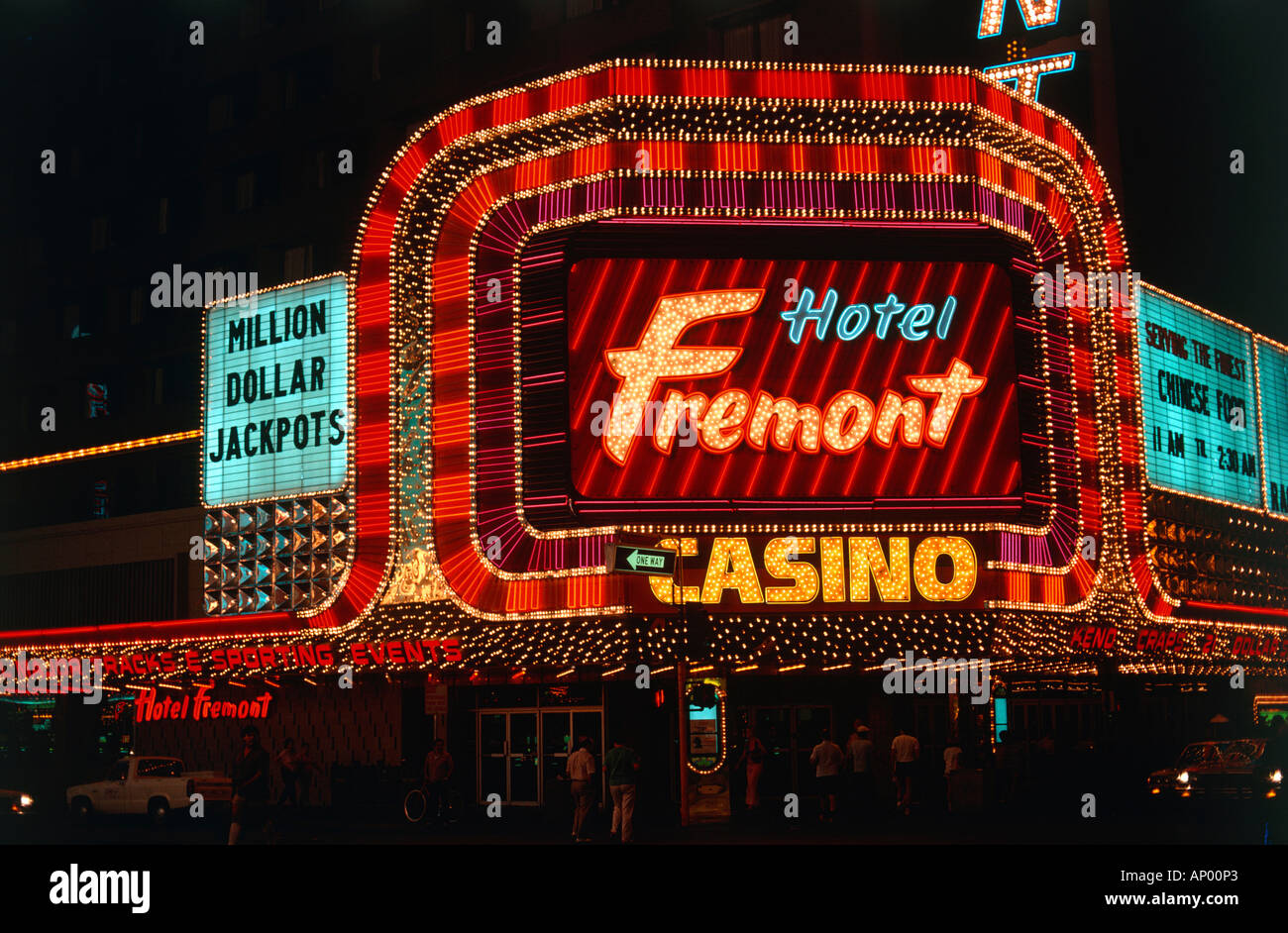 Fremont hotel e casino di notte città di las vegas Stato di Nevada usa solo uso editoriale Foto Stock