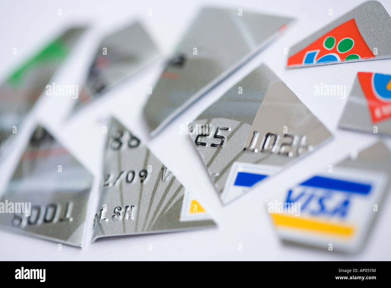 Carta di credito tagliata in pezzi Foto Stock