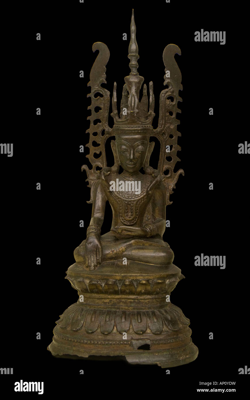 Buddha Birmania in bronzo del xviii secolo croce seduto zampe in mani bhumisparsa mudra la messa a terra toccando pongono simboleggiante unselfishnes Foto Stock