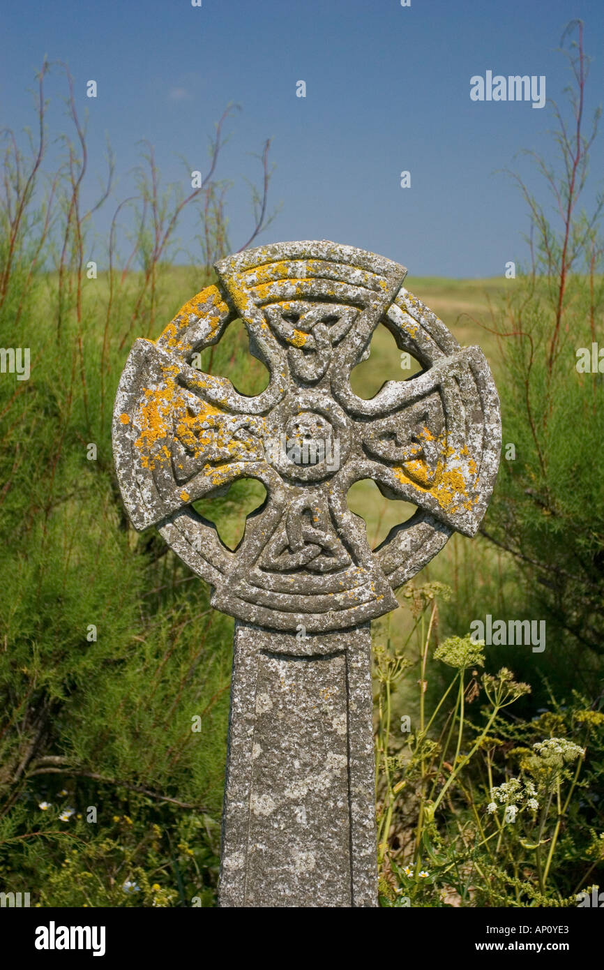 Cornish cross st Winwaloe Chiesa Cornwall Inghilterra Foto Stock