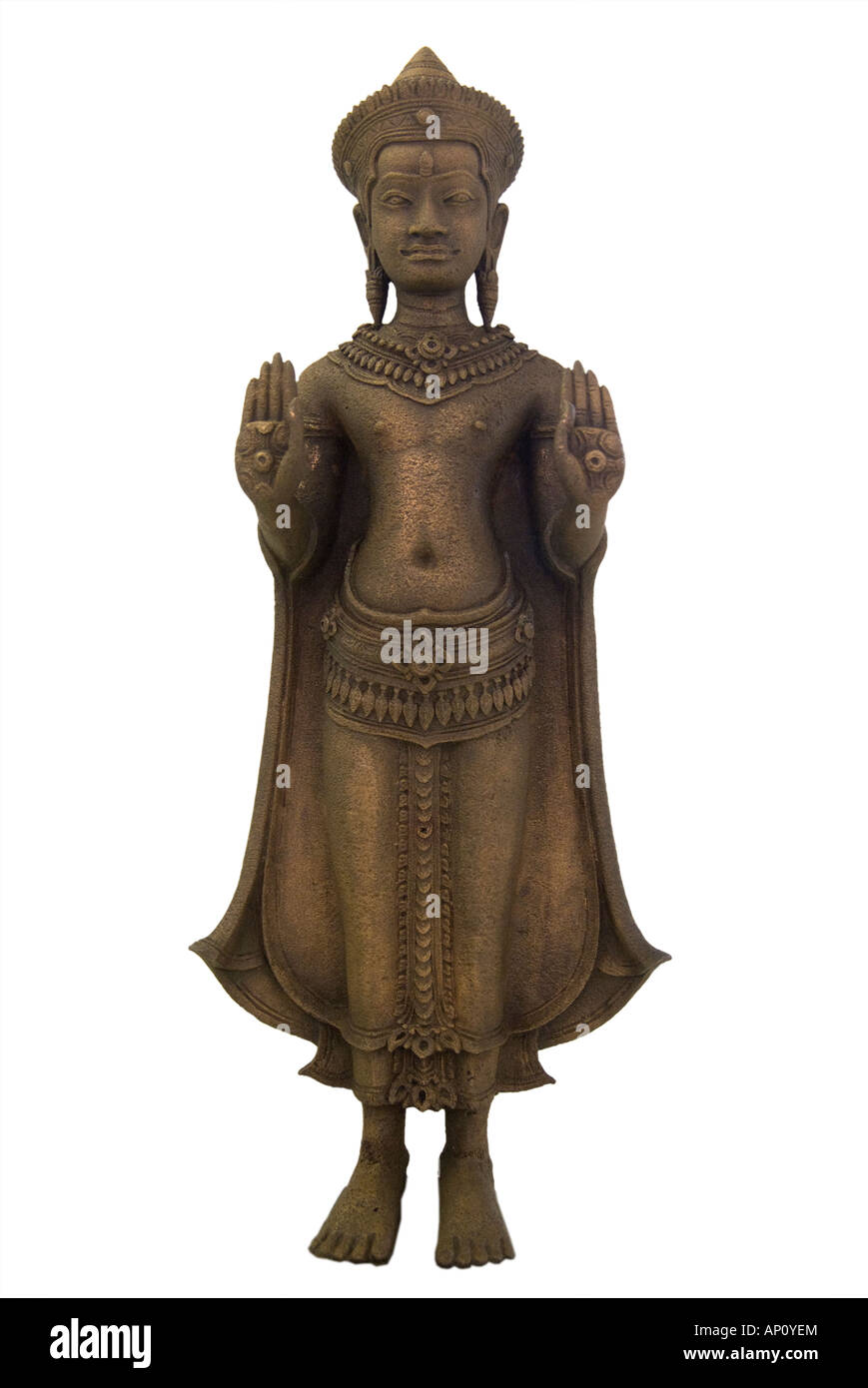 Il Buddha Cambogia Angkor Wat style del XII secolo immagine permanente vestito di vesti semplici jeweled crown collana corpino stilizzata whee Foto Stock