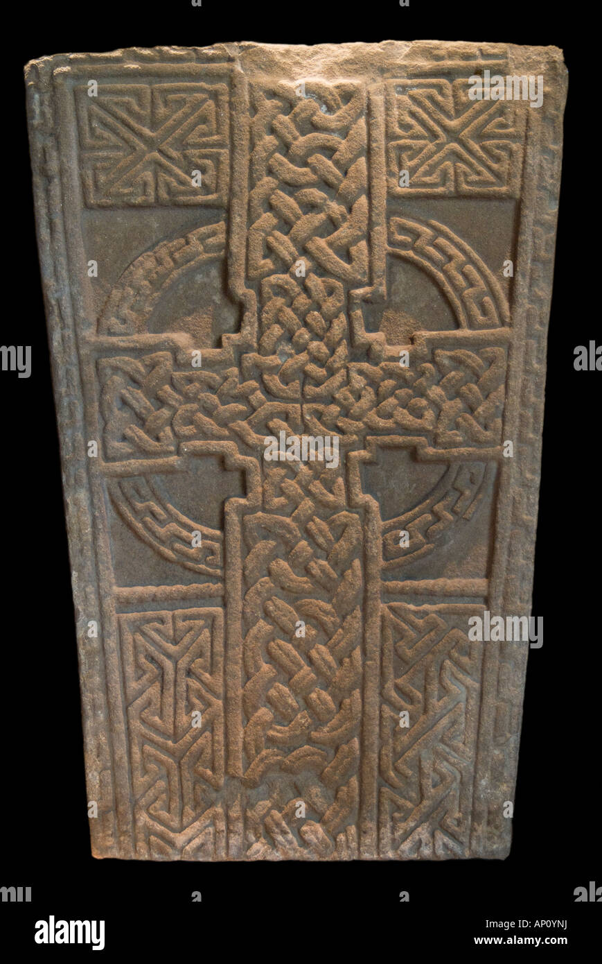 Celtic stone cross nodo lavoro scozzese di arenaria rossa Scot Scozia UK Regno Unito Inghilterra inglese GB Gran Bretagna British UE Foto Stock