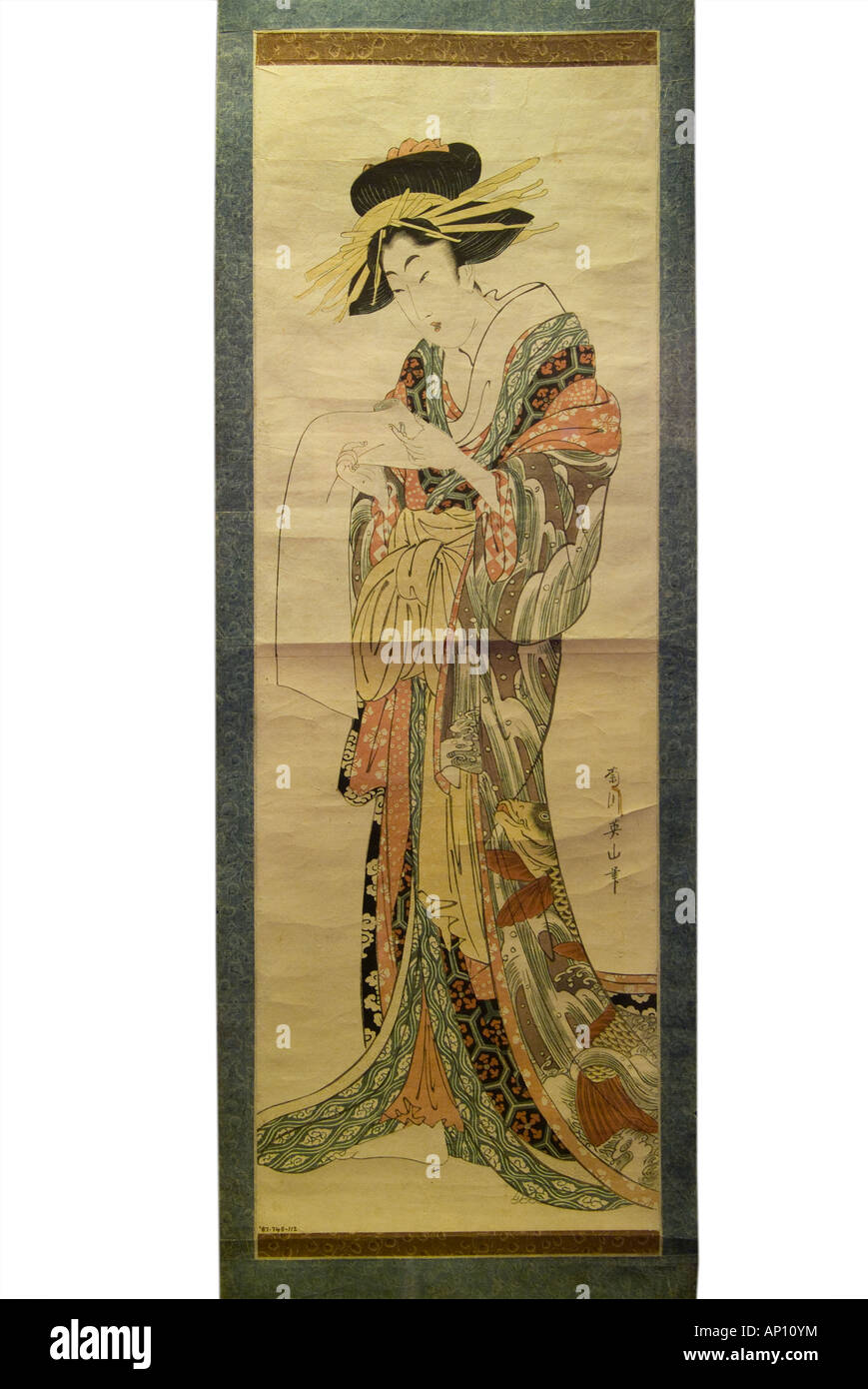 Scorrere inchiostro su carta supporto tessile che mostra una signora kikugawa eisan 1810 1820 stampa giapponese Giappone Giapponese orient oriental lontano e Foto Stock