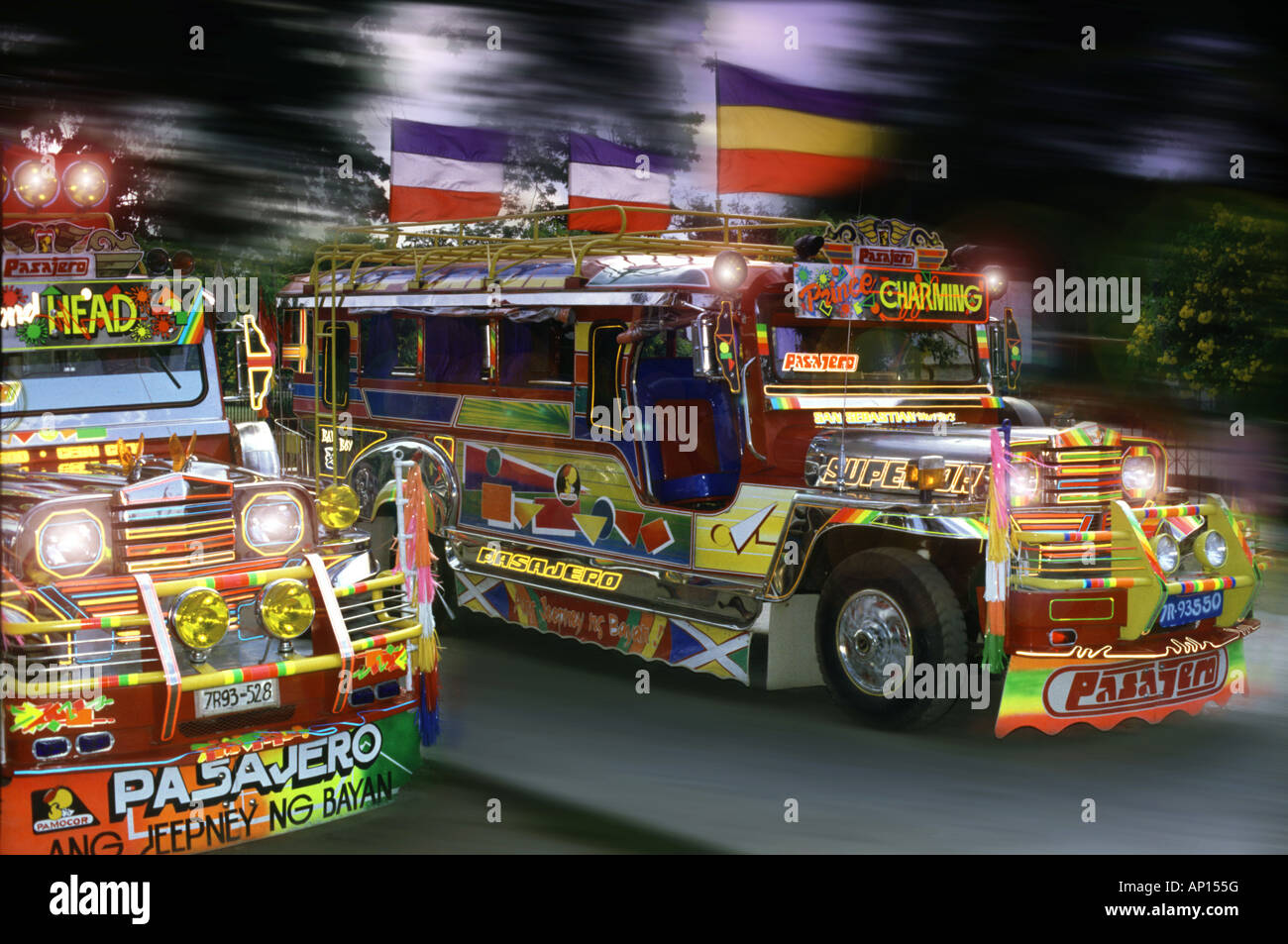 Jeepneys a Cebu City Cebu City, isola di Cebu, Filippine Foto Stock