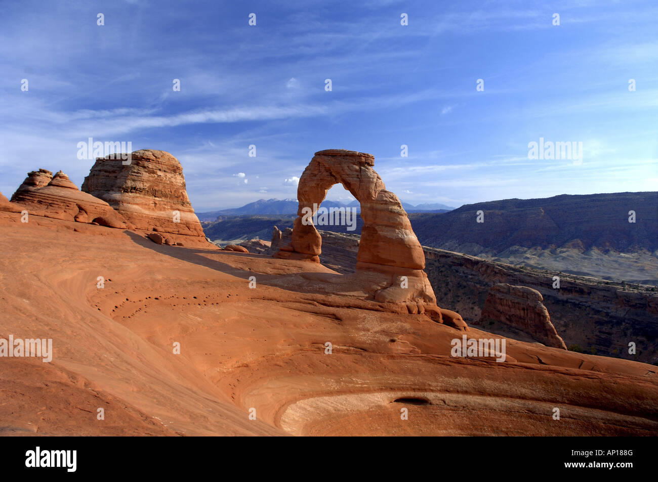 Delicate Arch, Arches National Park, Utah, Stati Uniti d'America Foto Stock