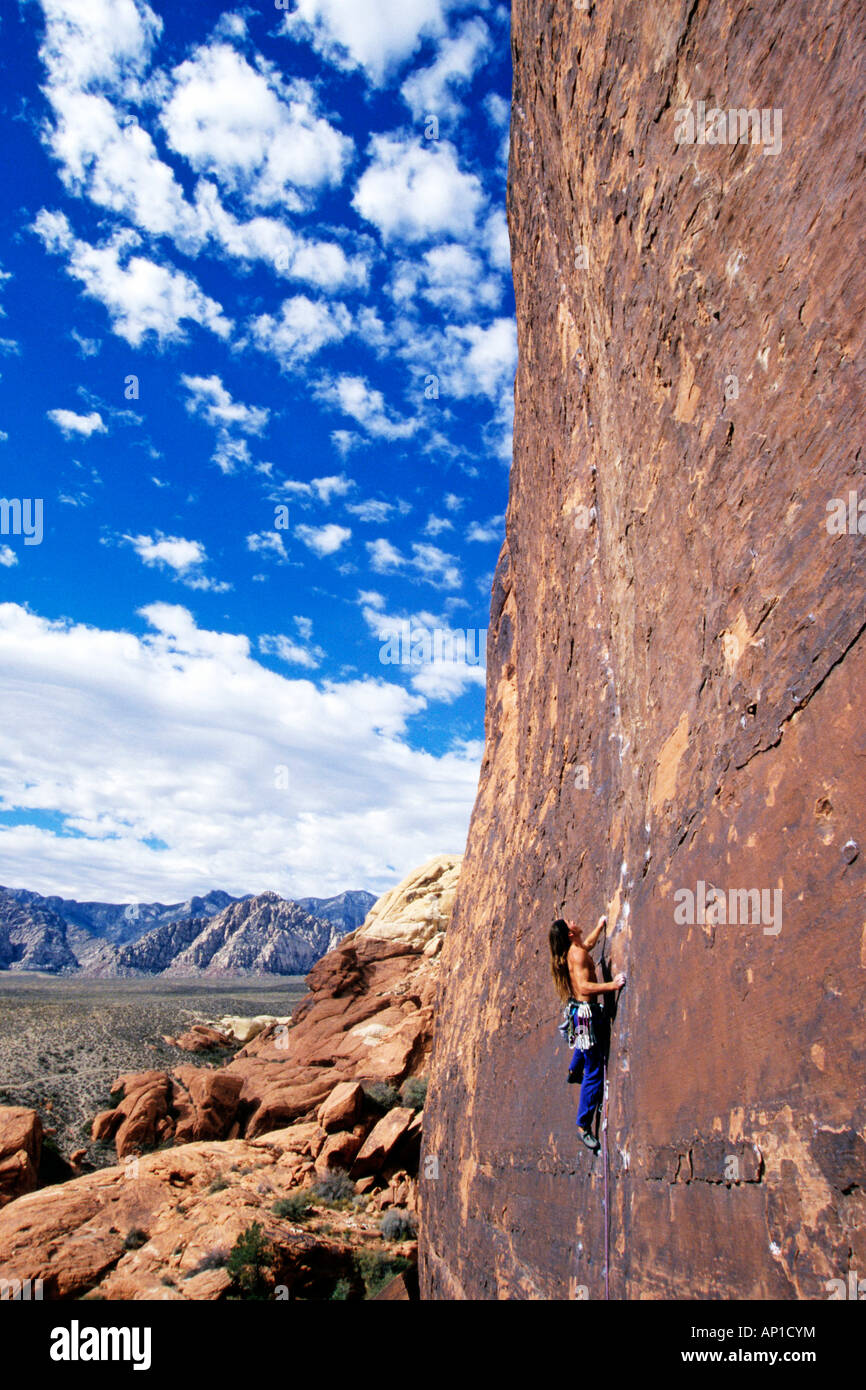 Il Freeclimbing A Rocce Rosse Nevada Stati Uniti D America Un Giovane Uomo Si Arrampica Il Percorso Uomo Che Corre Al Red Rocks Vicino A Las Vegas Foto Stock Alamy