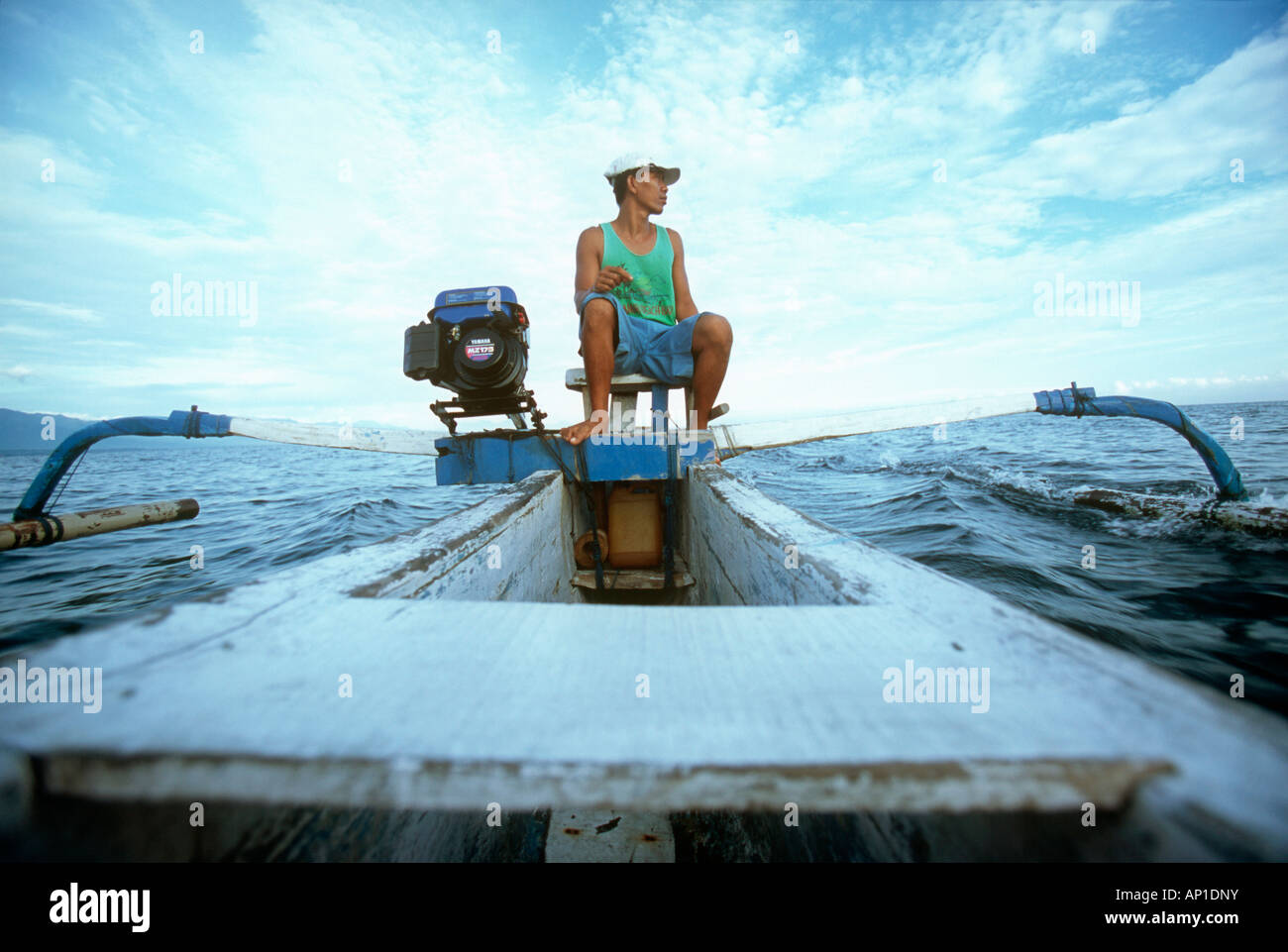 Viaggio in un piccolo fischerboat, Lovina Beach, Bali, Indonesia Foto Stock