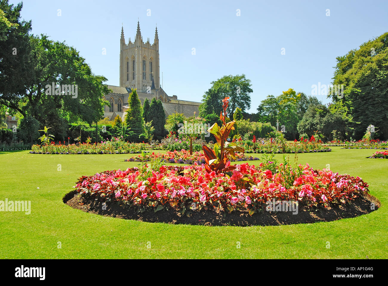 Cattedrale e giardini, Bury St Edmunds, Suffolk, Regno Unito Foto Stock
