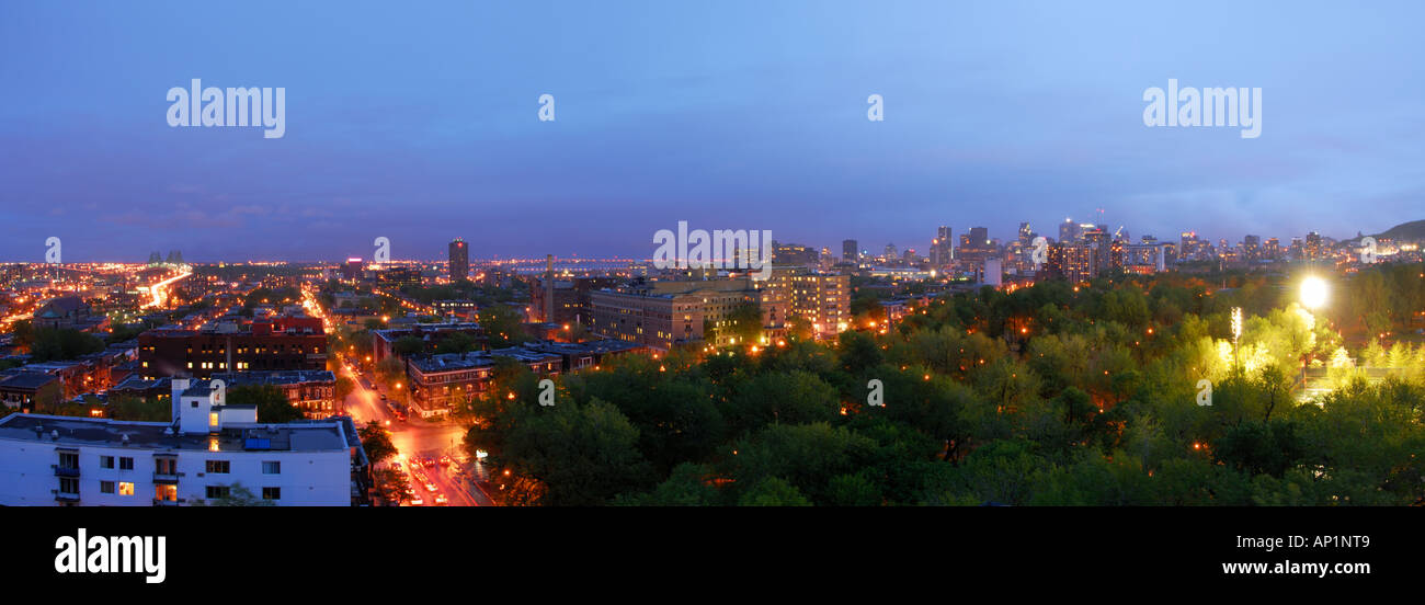 Il centro cittadino di Montreal panorama da una sera Nuvoloso dal Parco Lafontaine Foto Stock