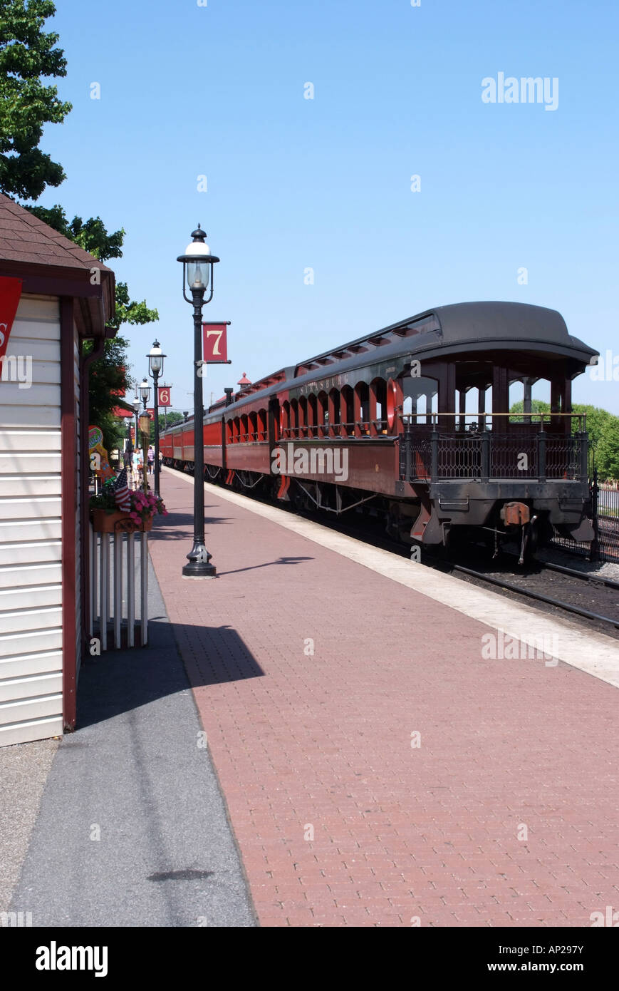 Vecchia ferrovia Trasporto auto a Strasburgo Stazione ferroviaria Pennsylvania Stati Uniti America STATI UNITI D'AMERICA Foto Stock