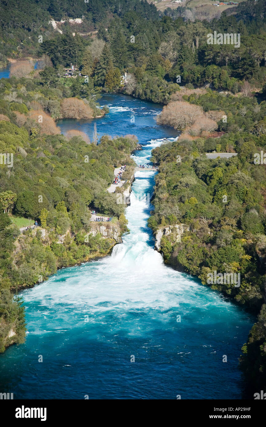 Cascate Huka Fiume Waikato vicino a Taupo Isola del nord della Nuova Zelanda antenna Foto Stock