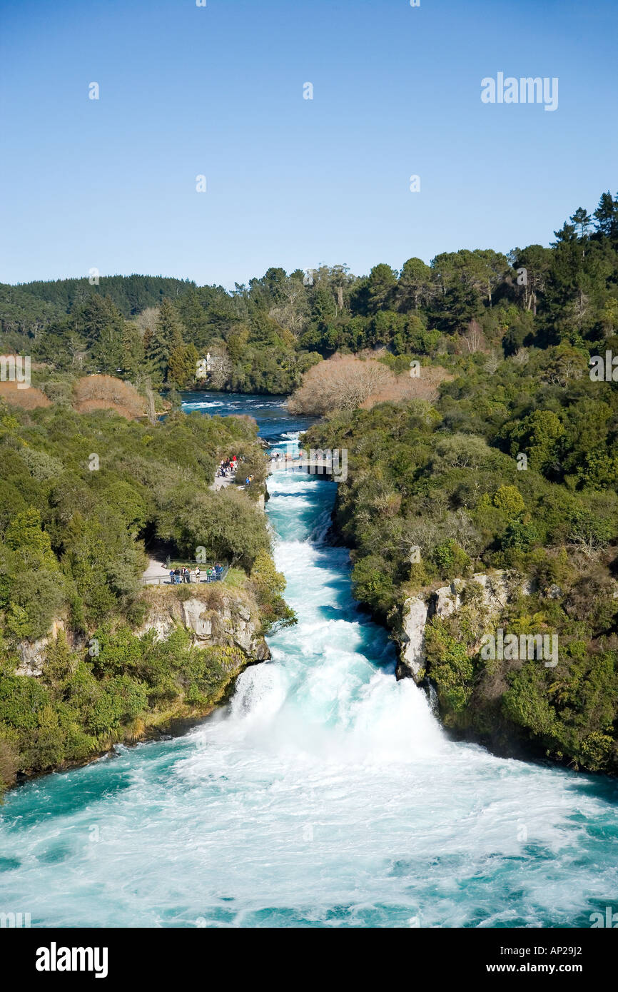 Cascate Huka Fiume Waikato vicino a Taupo Isola del nord della Nuova Zelanda antenna Foto Stock